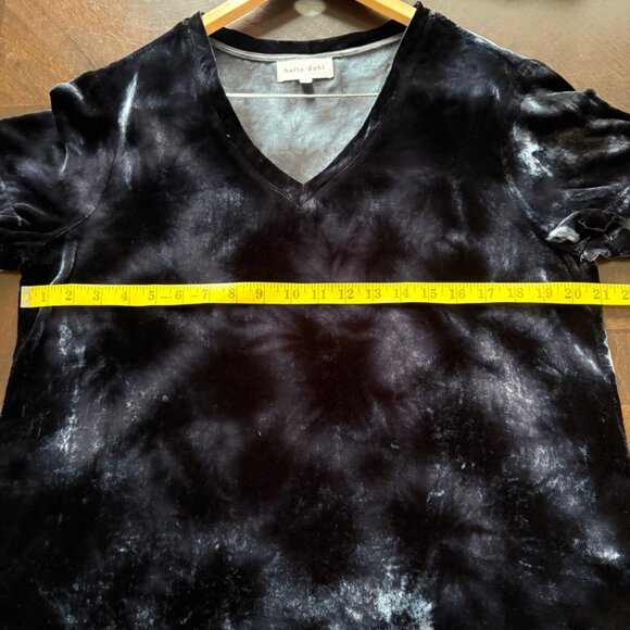 Bella Dahl Velvet Silk-Blend V- Neck Top In Black Crystal Size L Whimsigoth - Picture 7 of 9